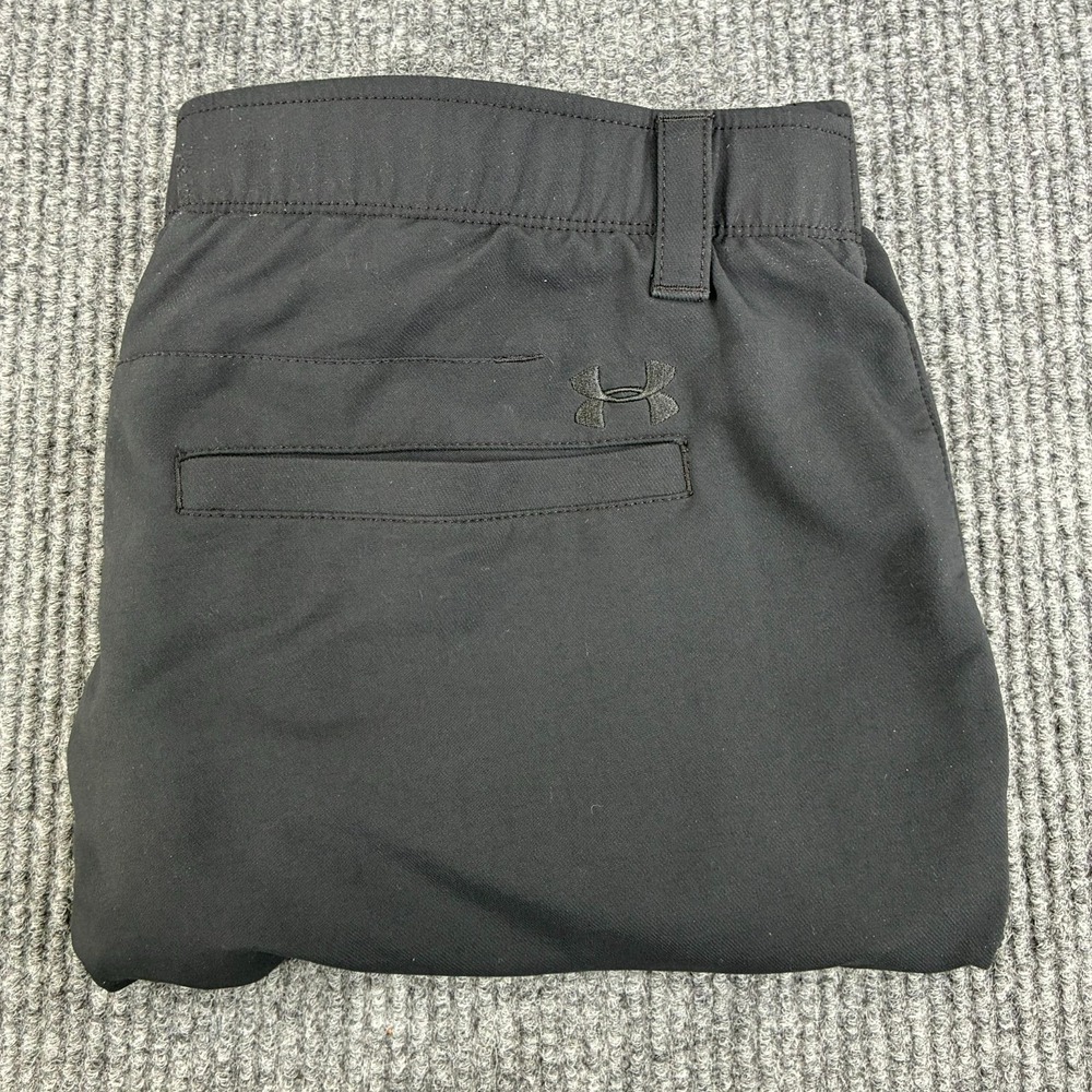 Under Armour Golf Shorts Mens 36 Black Performance Flat Front Grip Elastic Waist